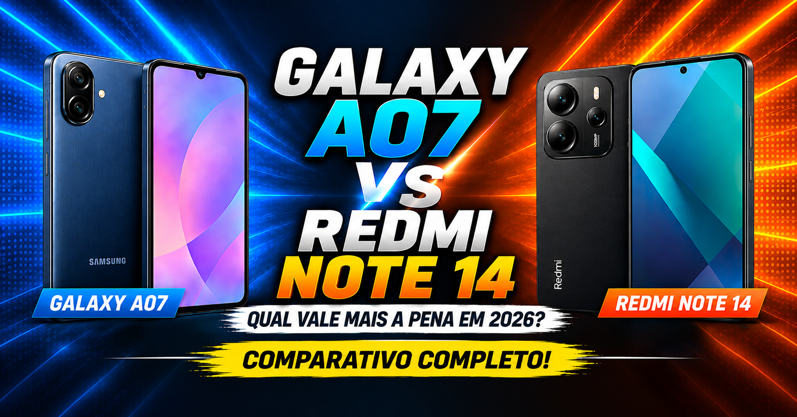 Galaxy A07 vs Redmi Note 14: qual celular vale mais a pena em 2026?
